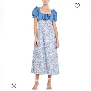 ENGLISH FACTORY BLUE FLORAL DRESS